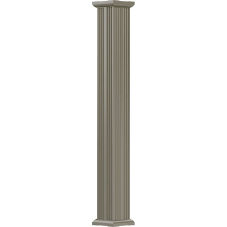 Ekena Millwork 6" x 8' Endura-Aluminum Column, Square Shaft (Load-Bearing 23,000 lbs), Non-Tapered, FLuted EA0608ENFSDTUTU